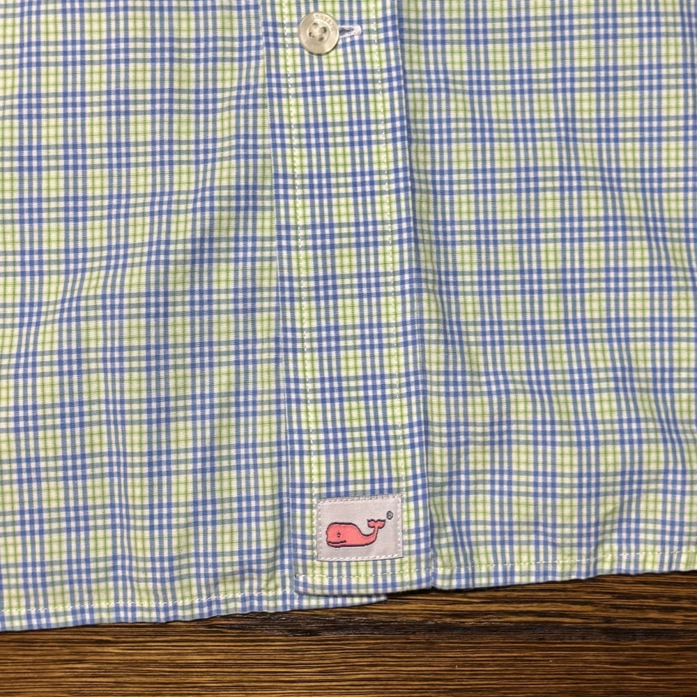 Vineyard Vines Men's Blue Green White Check Button-Up Shirt Size XL - Picture 3 of 4